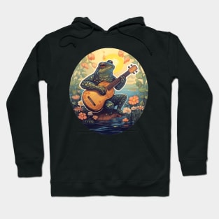 Cottagecore Frog With Acoustic Guitar Hoodie